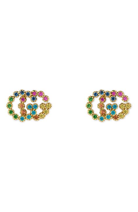 gold gucci studs|gucci multi stone earrings.